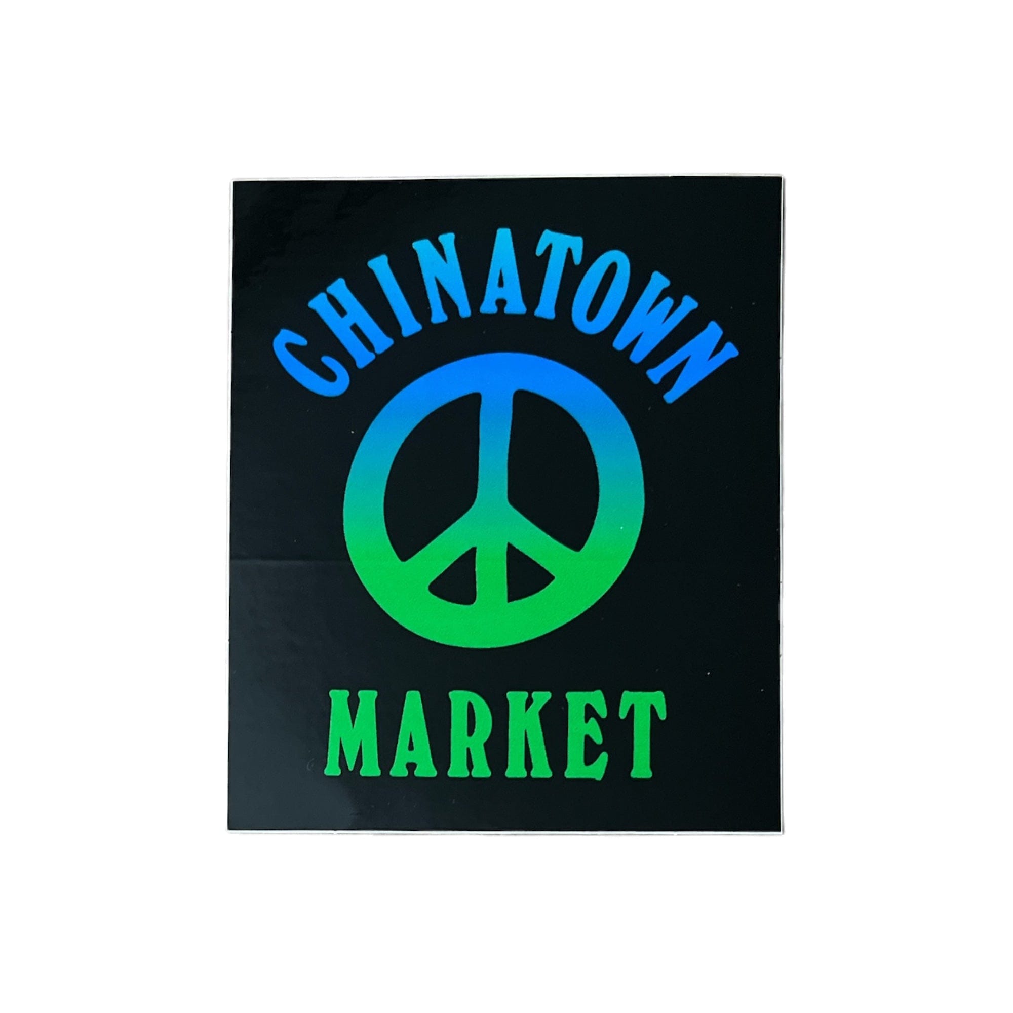 Chinatown Market logo with peace symbol on a black background