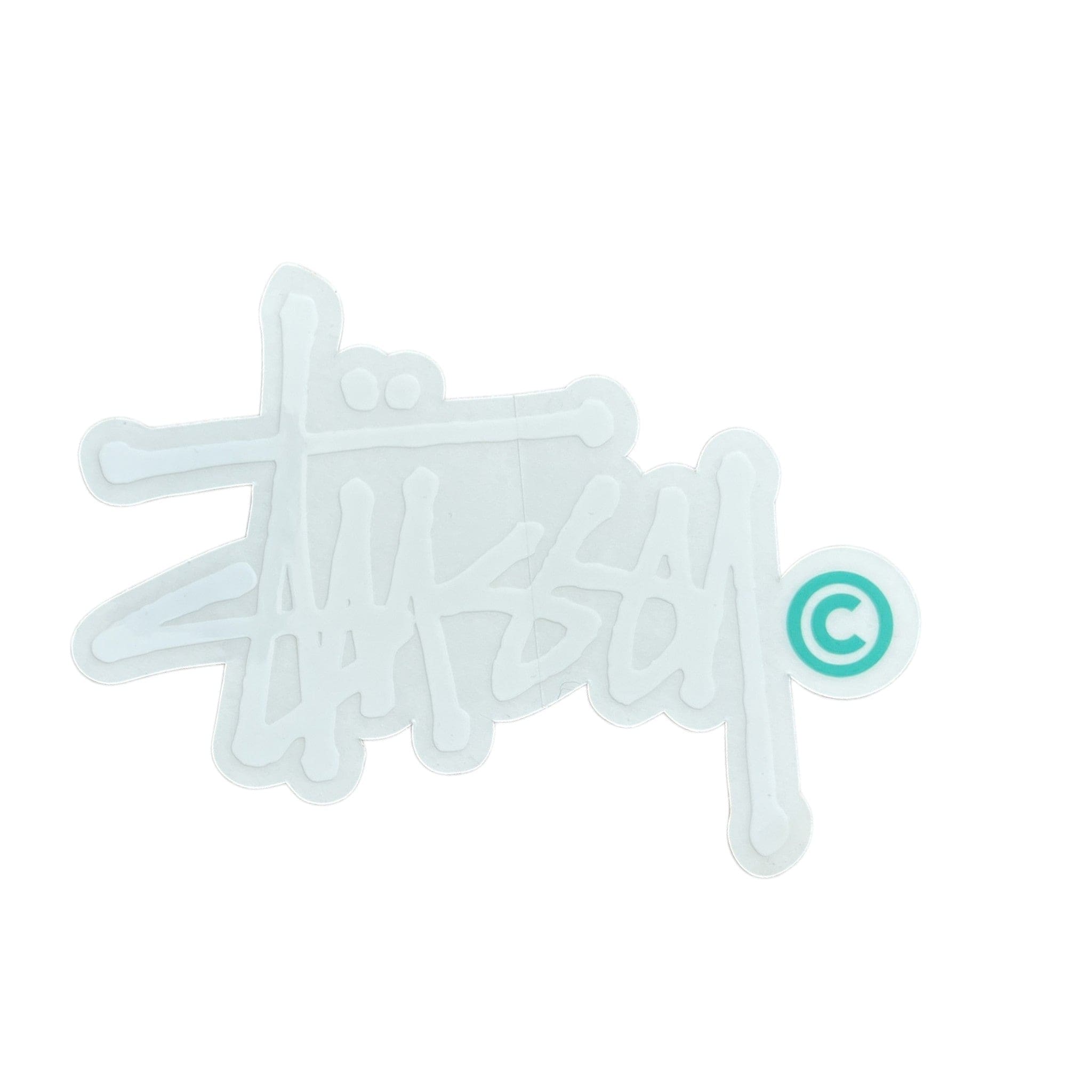 Stussy White Script Teal C Sticker