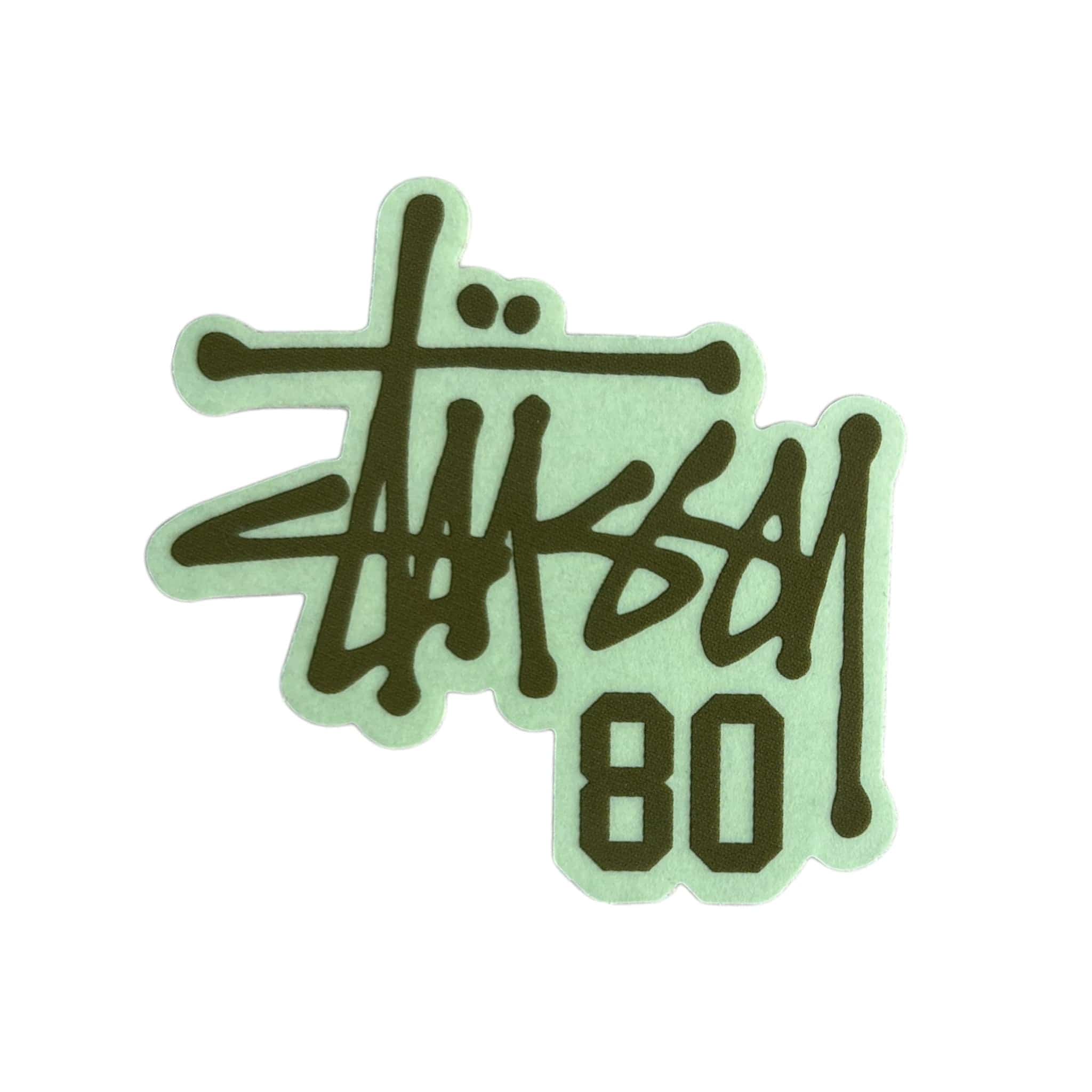 Stussy logo with '80' on a light green background