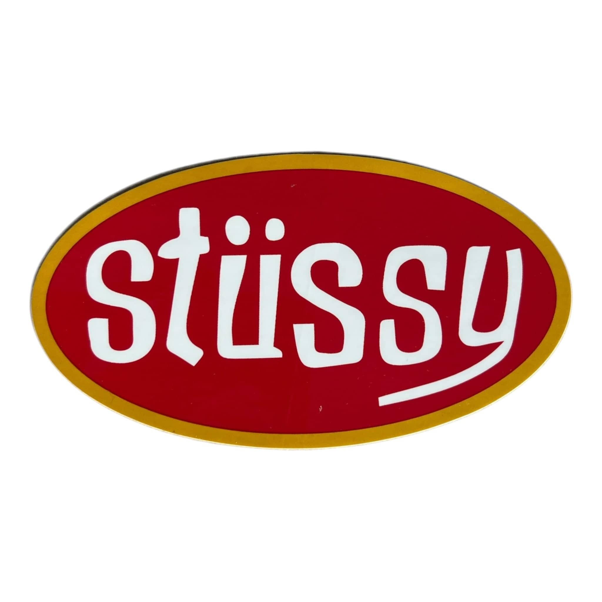 Stussy logo with red background and white text